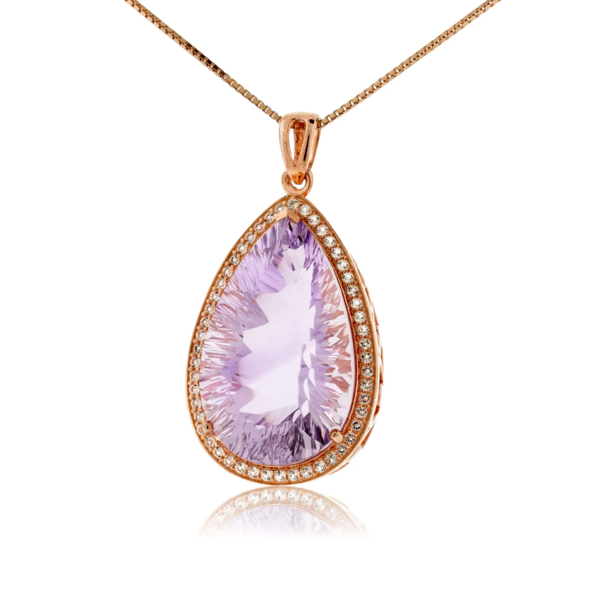 Rose Gold Plated Pear Shape Amethyst Pendant