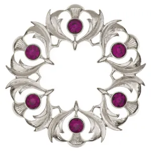 Scottish Thistle Plaid Brooch Dark Amethyst