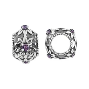 Silver & Amethyst Blossom Charm S439A