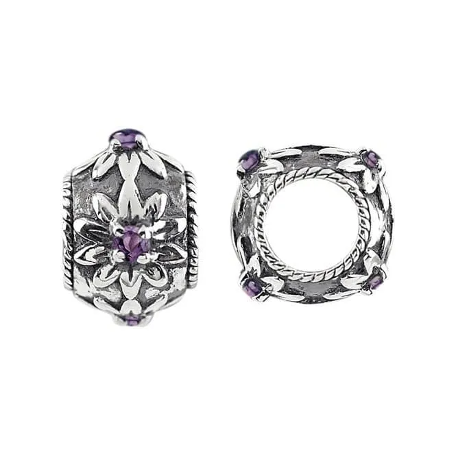 Silver & Amethyst Blossom Charm S439A