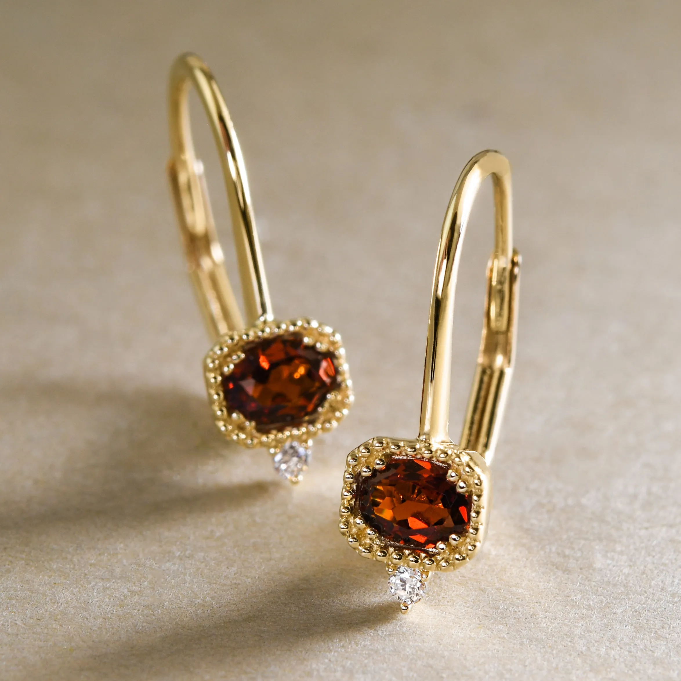 Small Garnet Drops In Gold