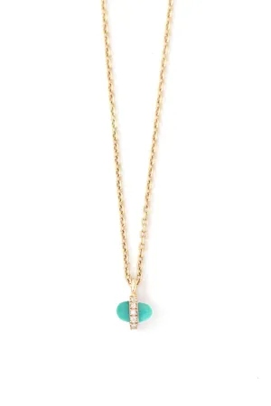 Small Micropave Bezel Wrapped Turquoise Charm Necklace