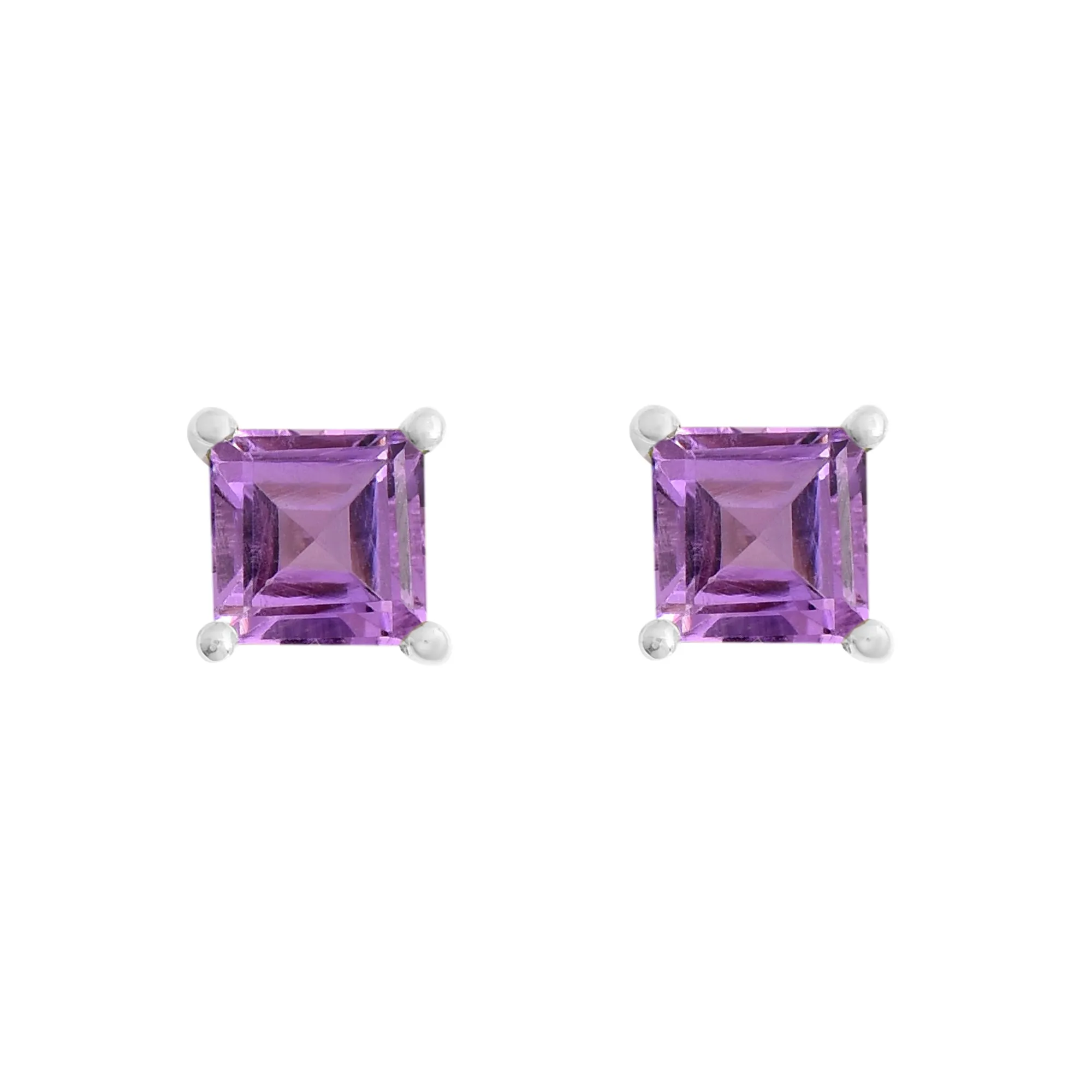 Square Amethyst Studs