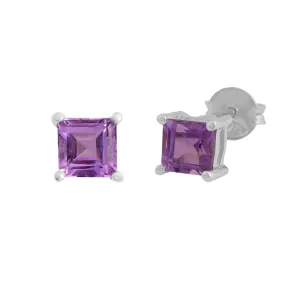 Square Amethyst Studs