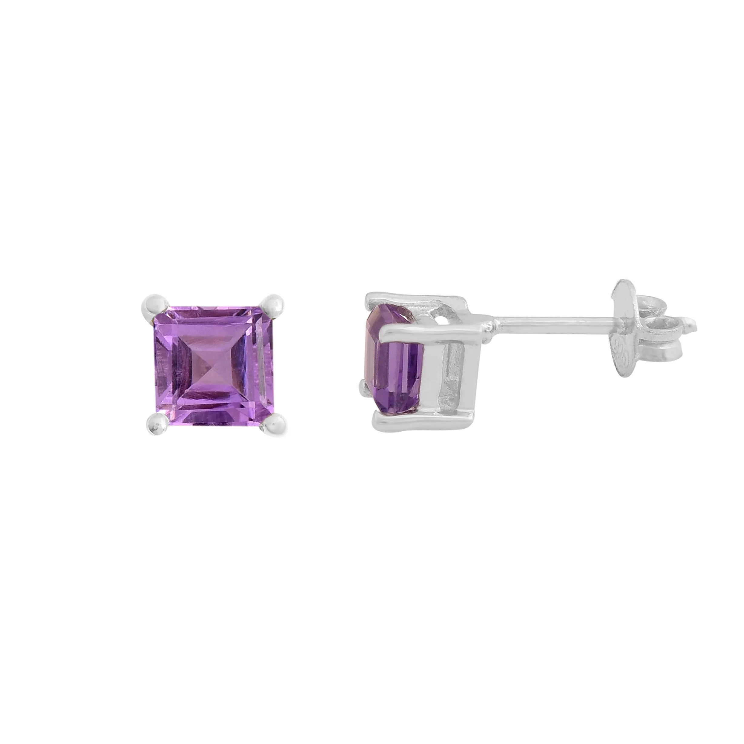 Square Amethyst Studs