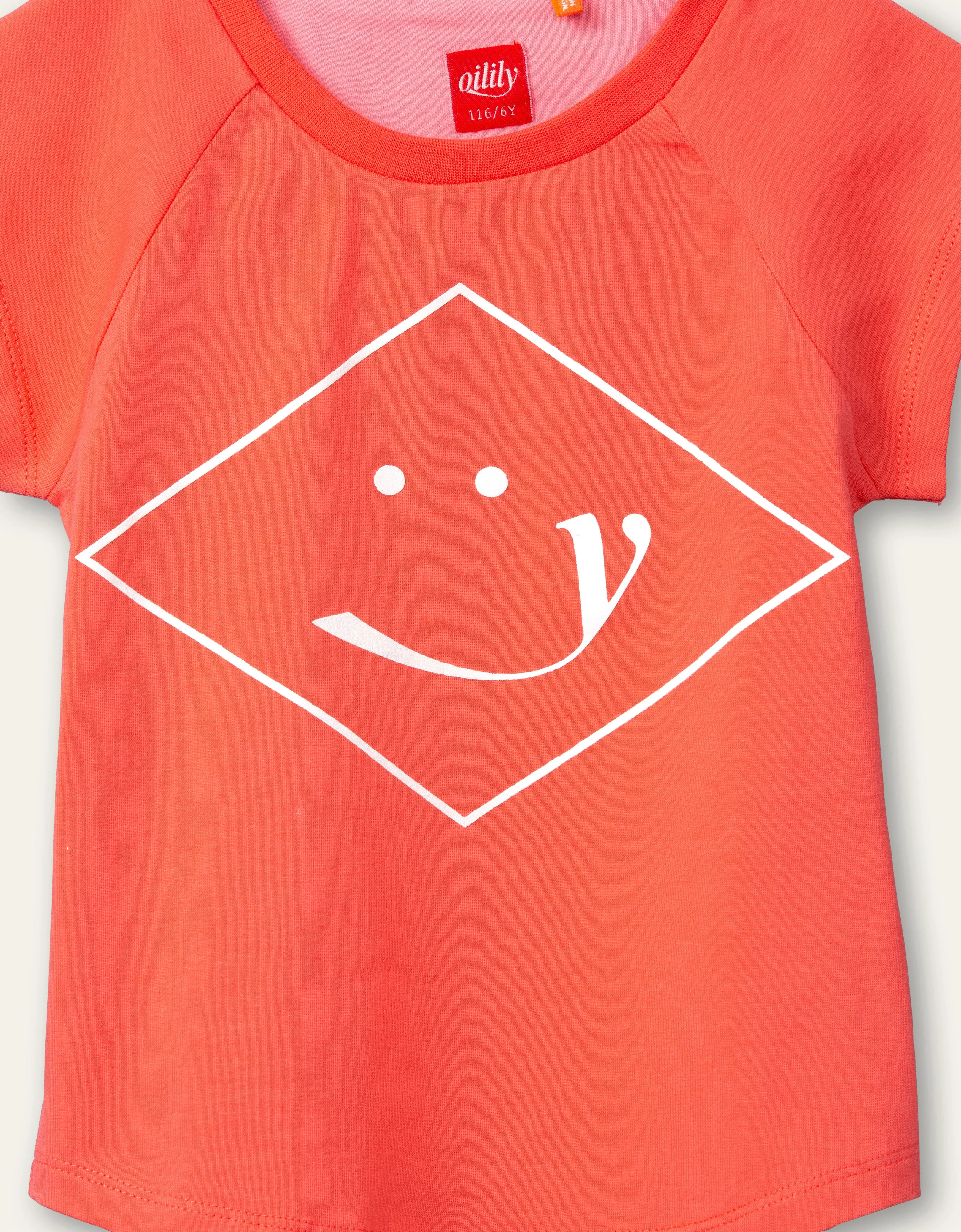 SS21 Oilily Girls Tram Coral Short Sleeve Smile T-Shirt 15