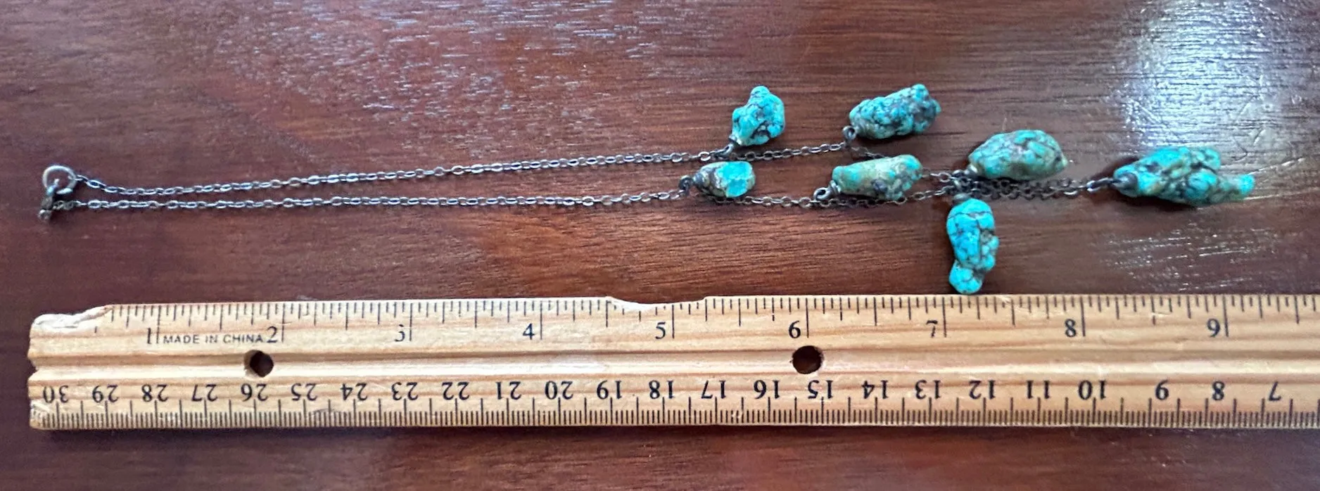 Sterling Silver 925 Turquoise Nugget Chain Link Necklace