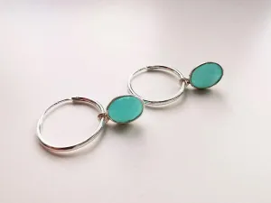 Sterling Silver Amazonite Gemstone Hoop Earrings