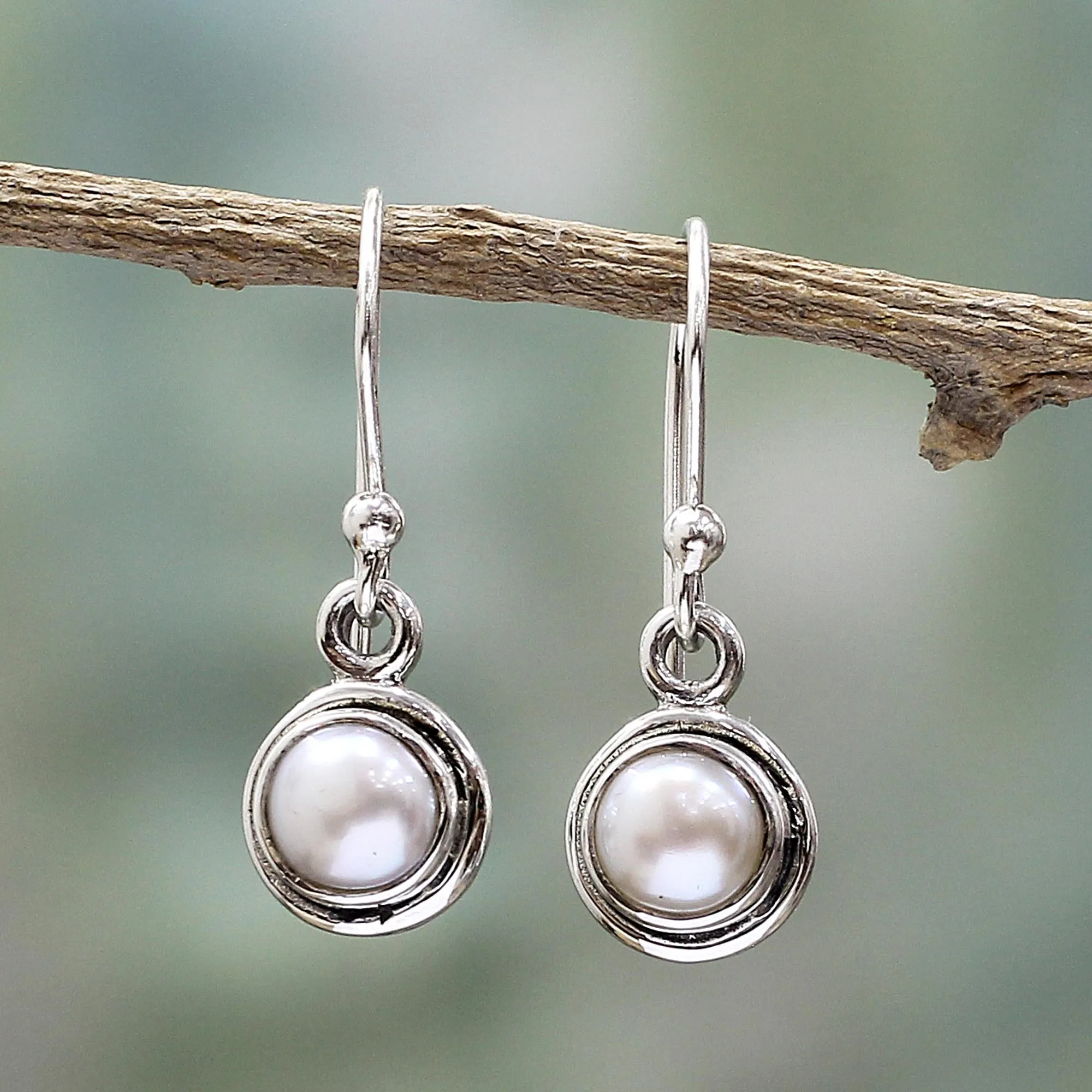 Sterling Silver Cultured Pearl Dangle Earrings from India - Purest Love | NOVICA