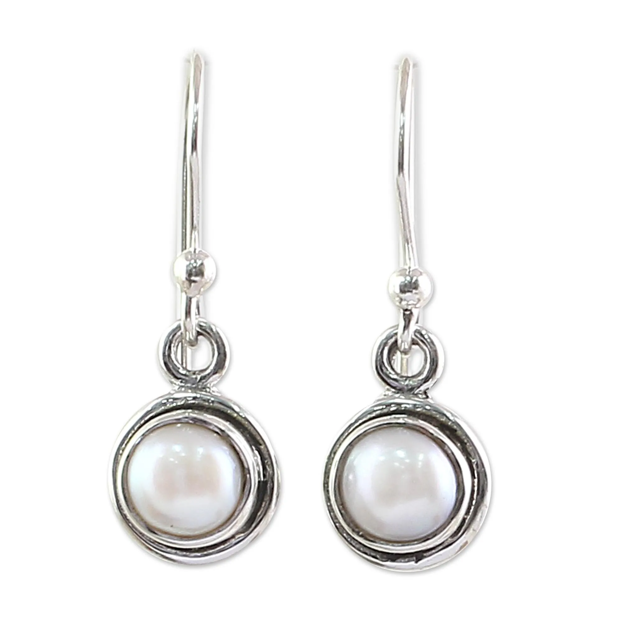 Sterling Silver Cultured Pearl Dangle Earrings from India - Purest Love | NOVICA