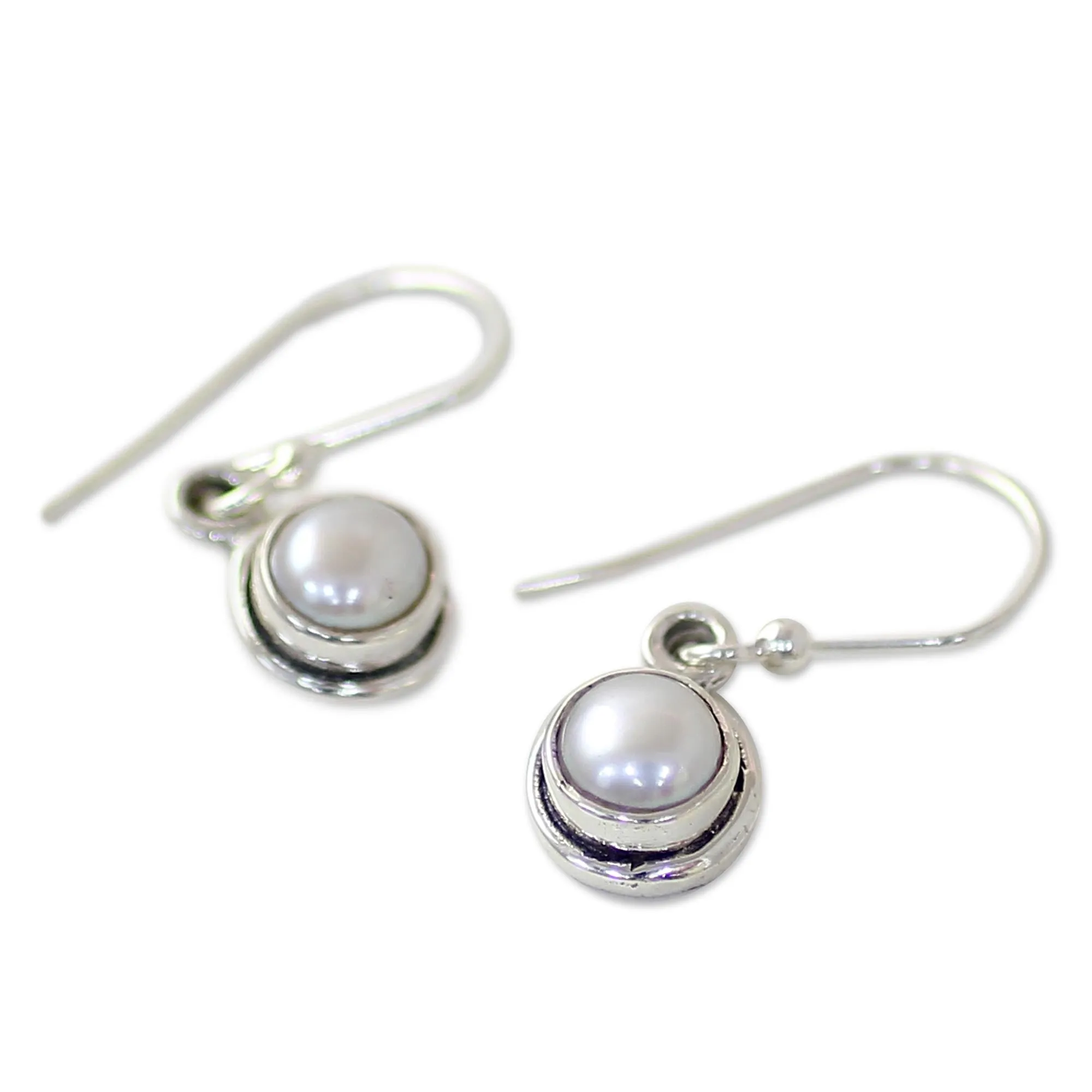 Sterling Silver Cultured Pearl Dangle Earrings from India - Purest Love | NOVICA