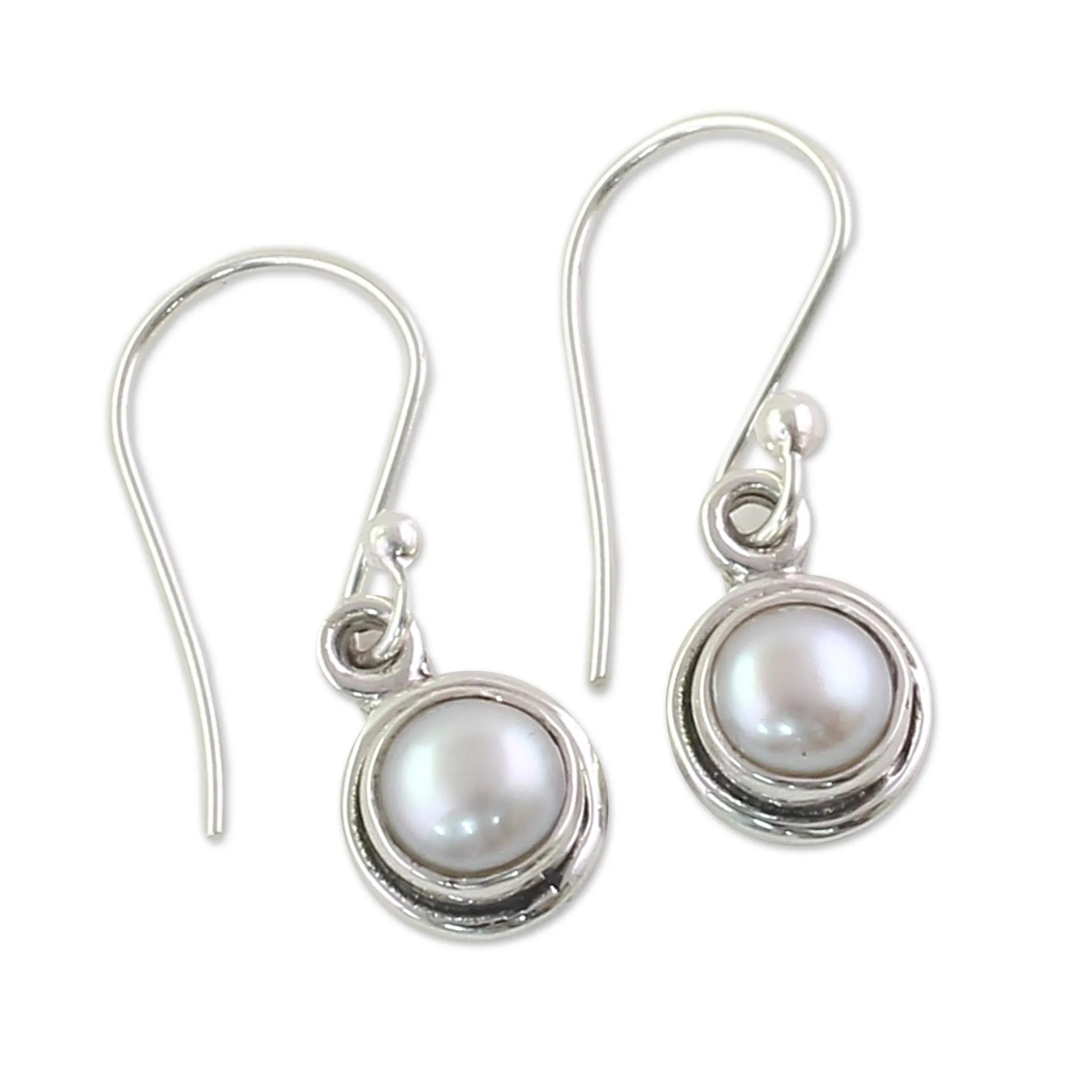 Sterling Silver Cultured Pearl Dangle Earrings from India - Purest Love | NOVICA