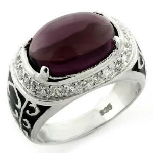 Sterling Silver Ring Synthetic Amethyst LOAS1148 for Women Style High