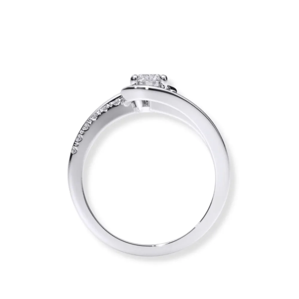 Swirl Pavé Round-Cut Diamond Engagement Ring