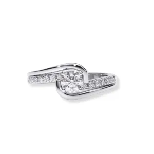 Swirl Pavé Round-Cut Diamond Engagement Ring