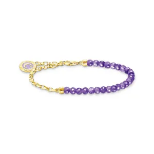 Thomas Sabo Gold Plated Sterling Silver Charmista Amethyst Bead 17cm charm Bracelet