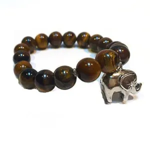 Tiger's Eye Elephant Charm Bangle