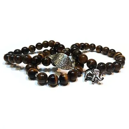 Tiger's Eye Elephant Charm Bangle