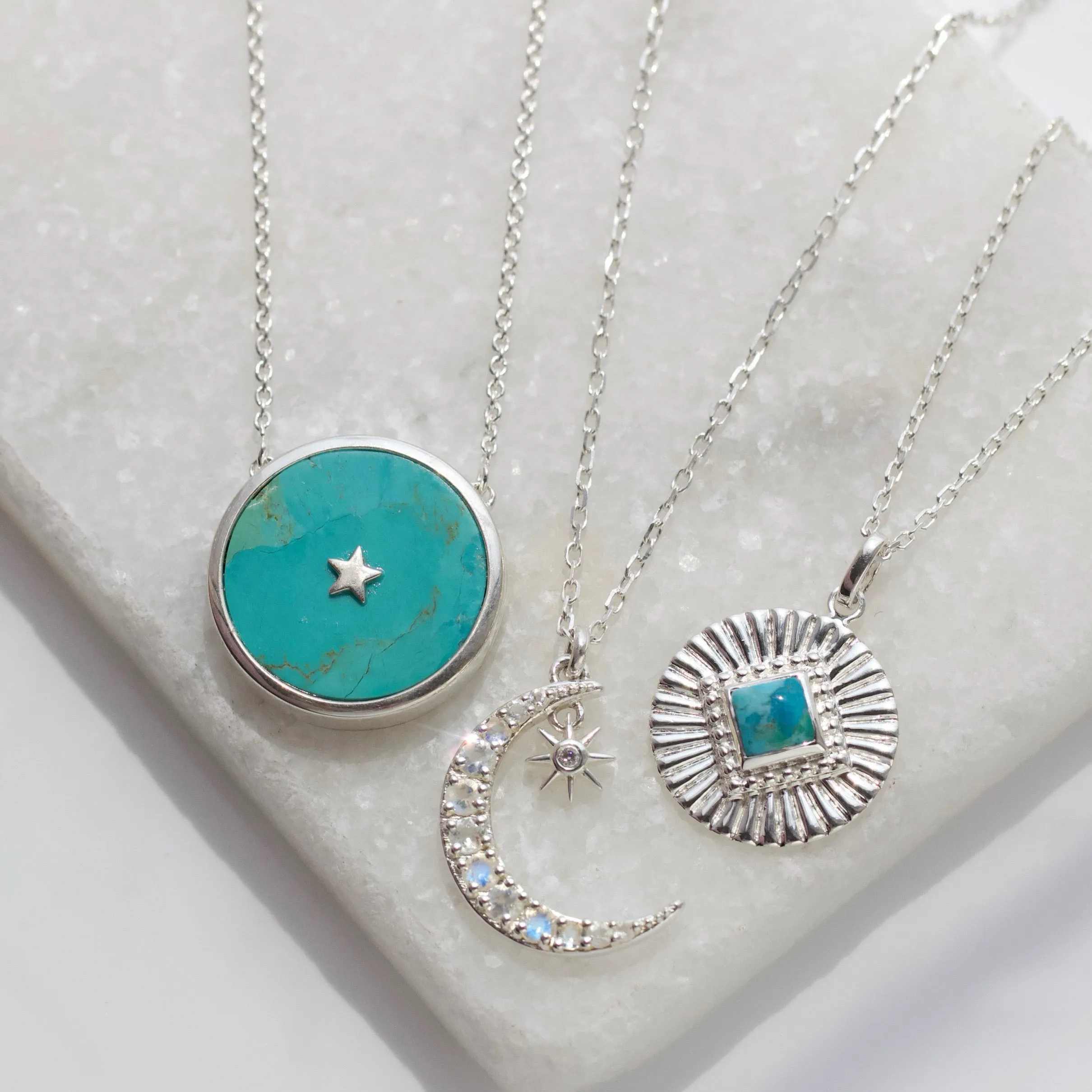 Turquoise Sunray Coin Necklace