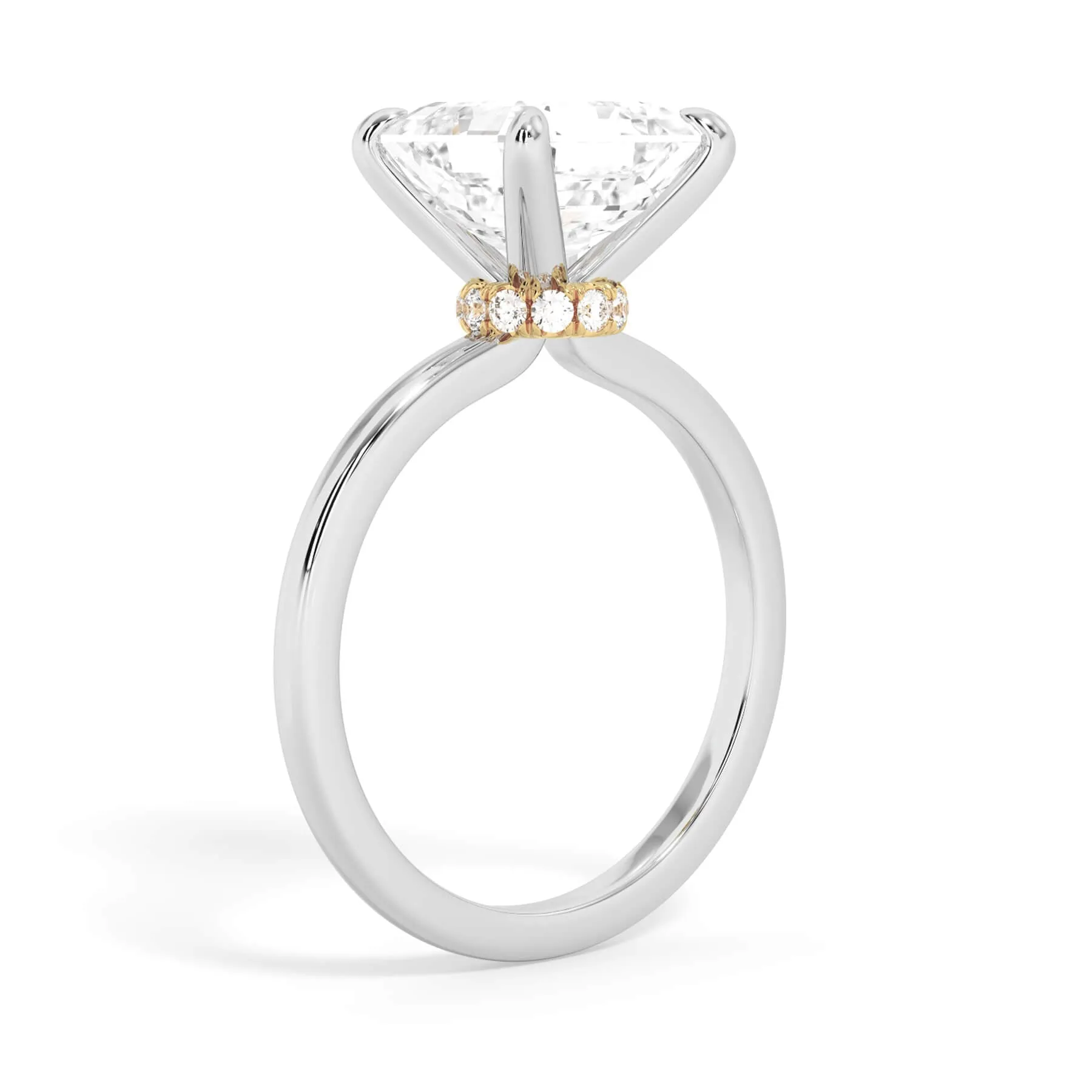 Under Halo Diamond Wrap Engagement Ring - Yellow Gold Wrap