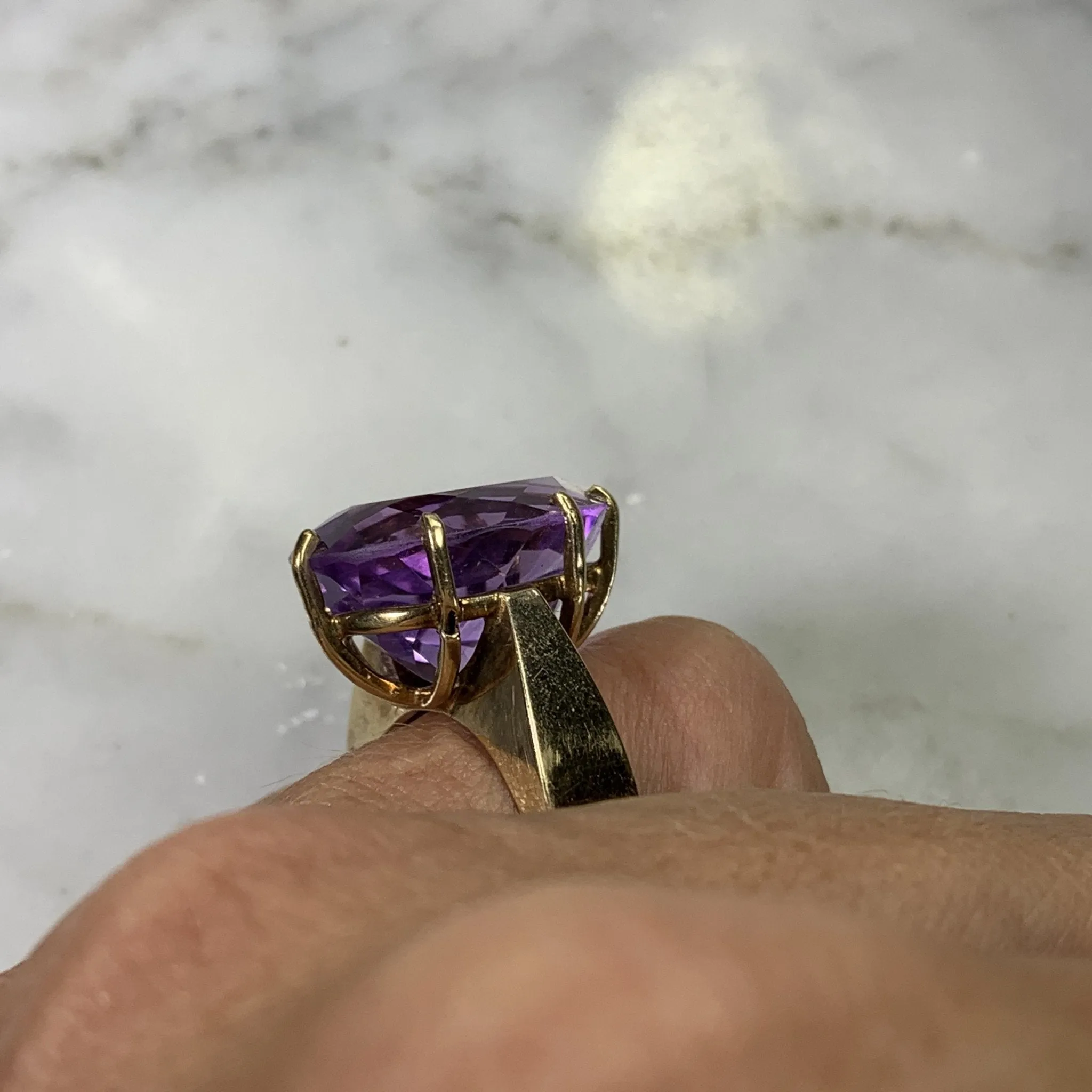 Vintage Amethyst Ring in a 10K Yellow Gold Solitaire Setting. February Birthstone. 6th Anniversary.