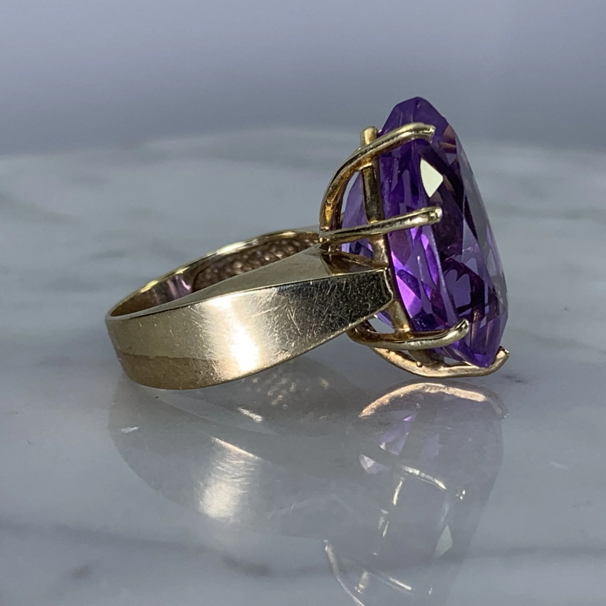 Vintage Amethyst Ring in a 10K Yellow Gold Solitaire Setting. February Birthstone. 6th Anniversary.