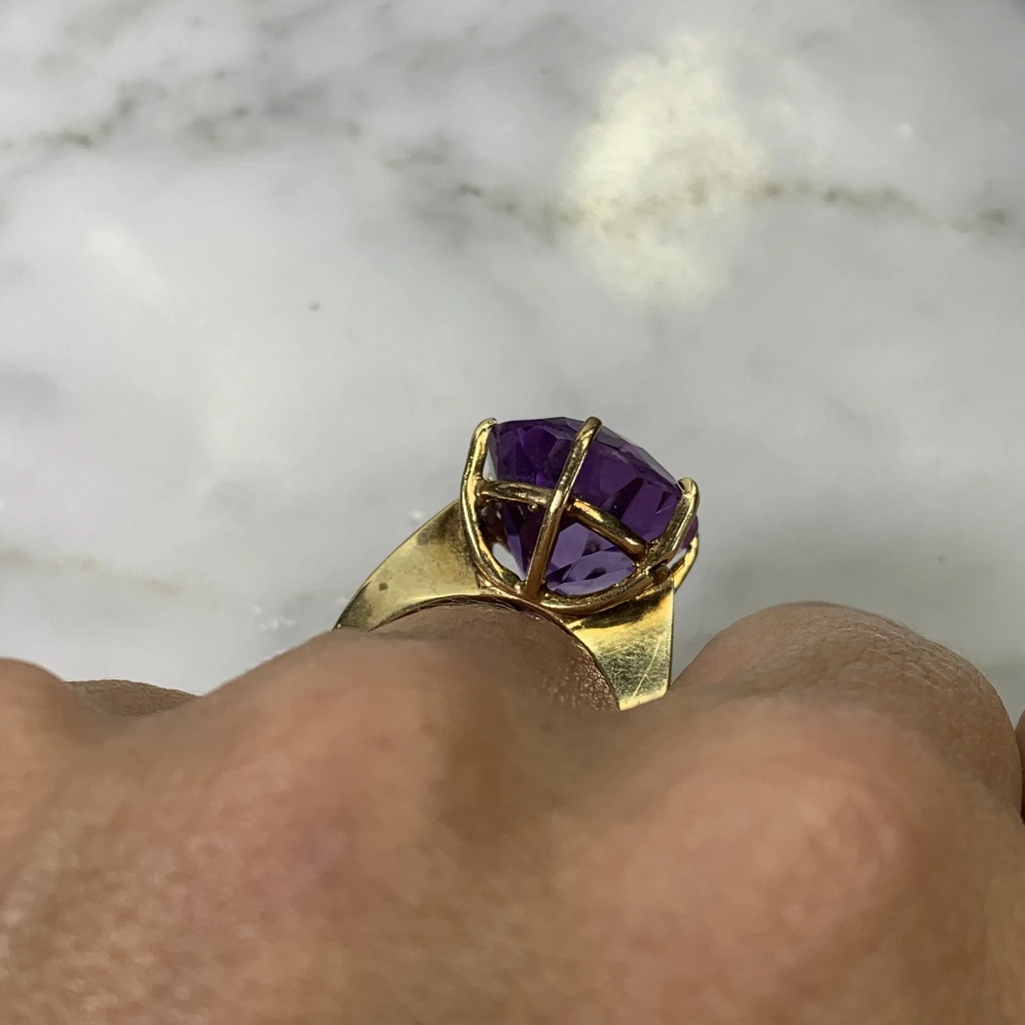 Vintage Amethyst Ring in a 10K Yellow Gold Solitaire Setting. February Birthstone. 6th Anniversary.