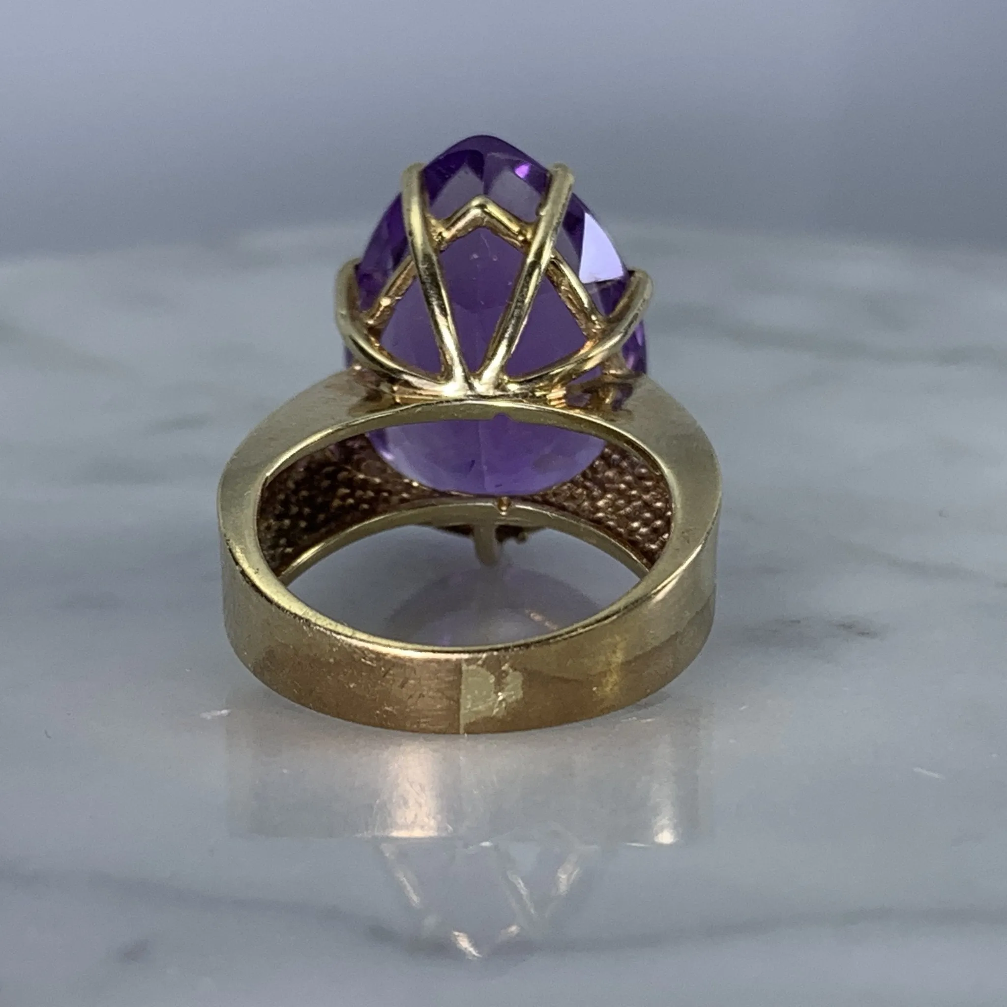 Vintage Amethyst Ring in a 10K Yellow Gold Solitaire Setting. February Birthstone. 6th Anniversary.