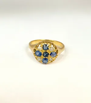 Vintage, Art Deco 18ct Gold, Sapphire and Diamond Cross Ring