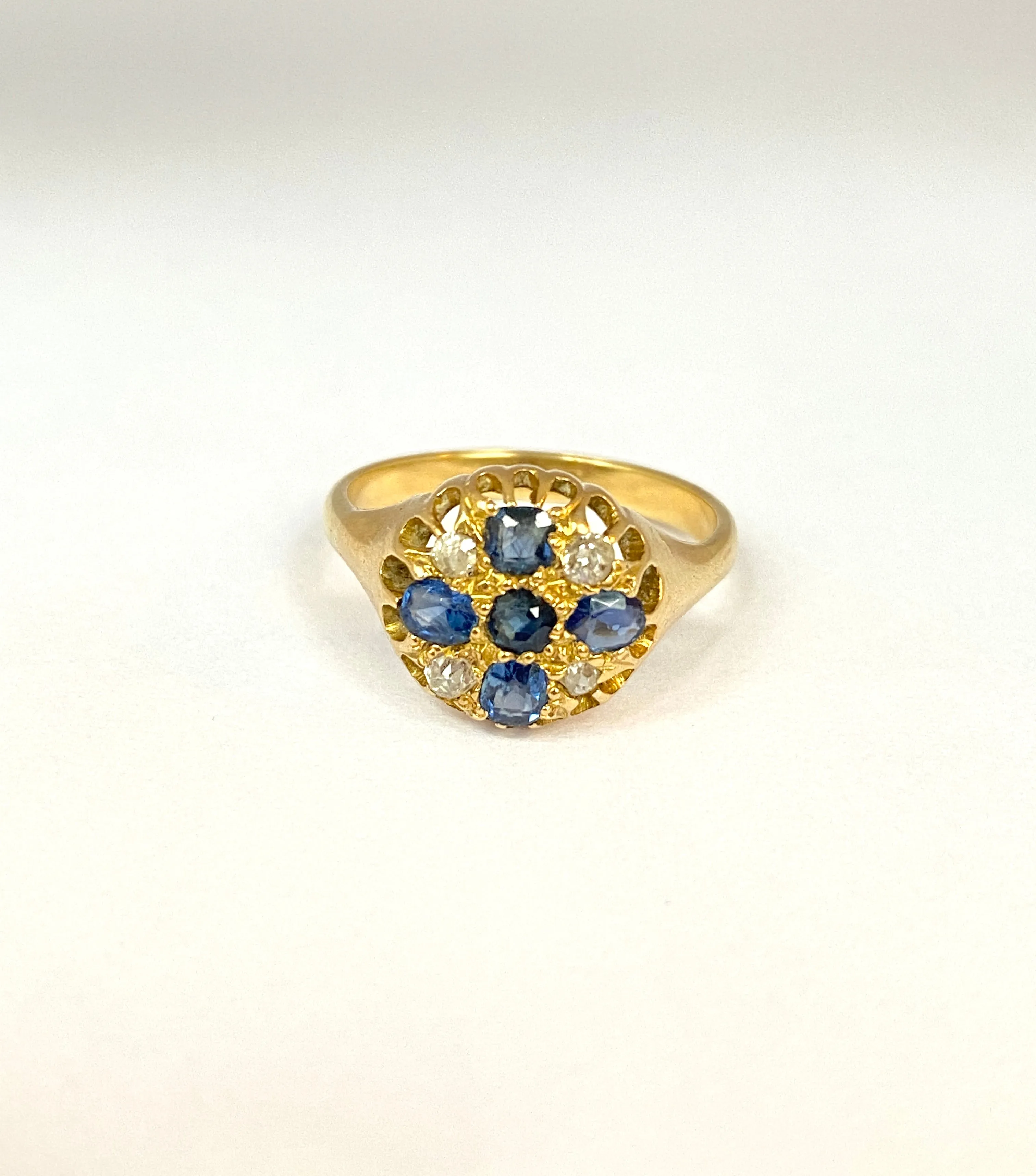 Vintage, Art Deco 18ct Gold, Sapphire and Diamond Cross Ring