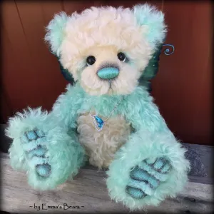 Waverly - 13" Hand dyed turquoise Butterfly Bear by Emma's Bears - OOAK