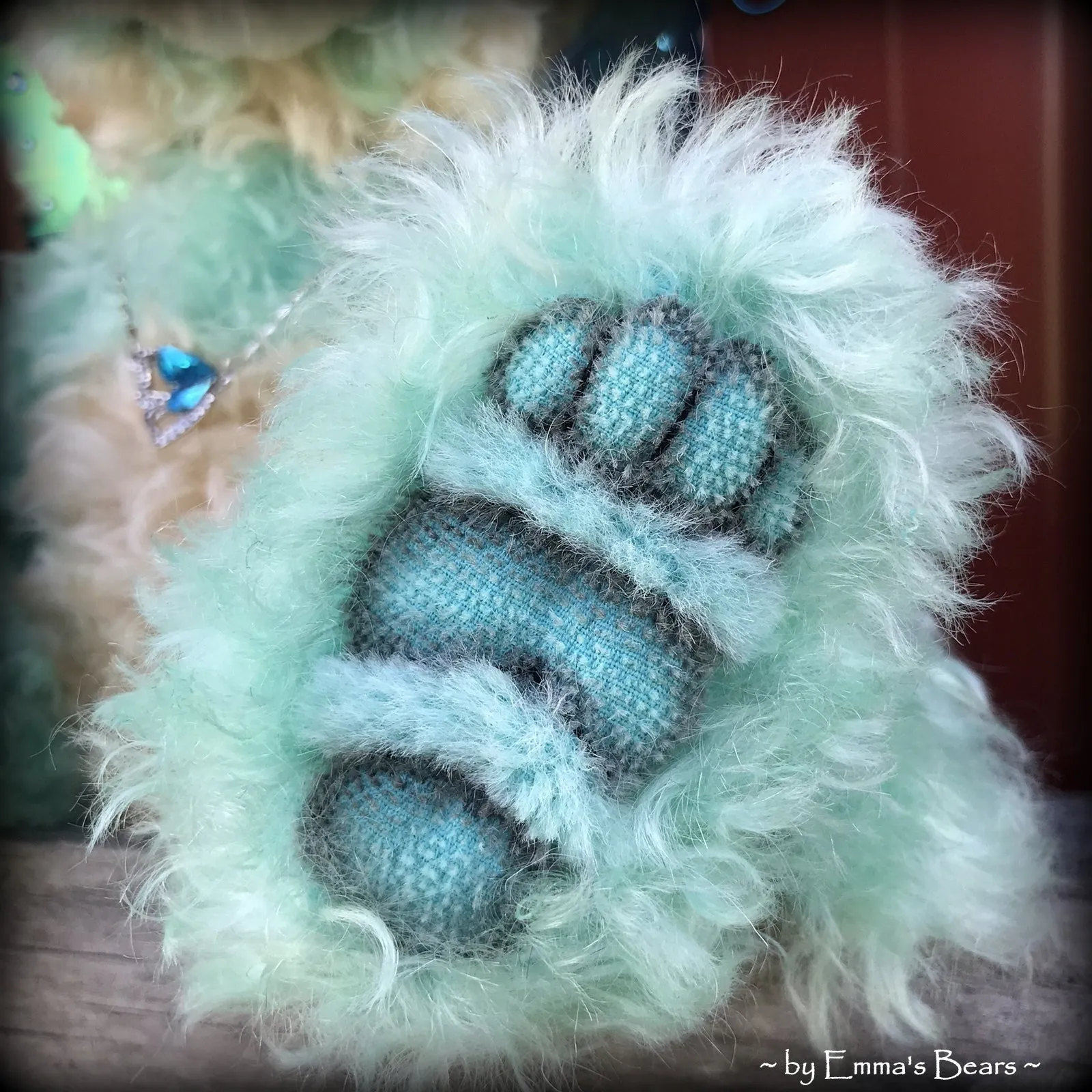 Waverly - 13" Hand dyed turquoise Butterfly Bear by Emma's Bears - OOAK