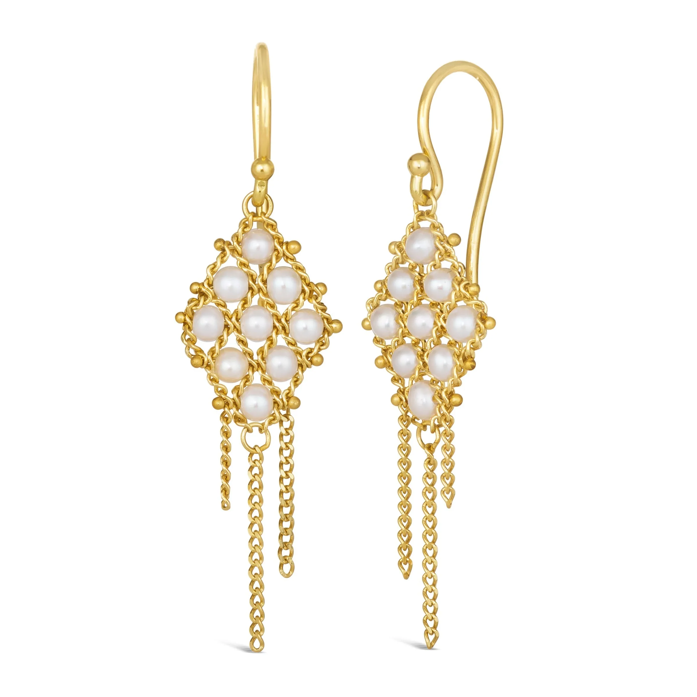 Woven Lattice Earrings in Pearl