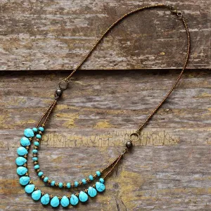 'Yawarra' Multilayered Turquoise & Seed Beads Necklace