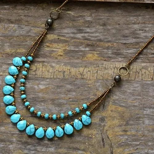 'Yawarra' Multilayered Turquoise & Seed Beads Necklace