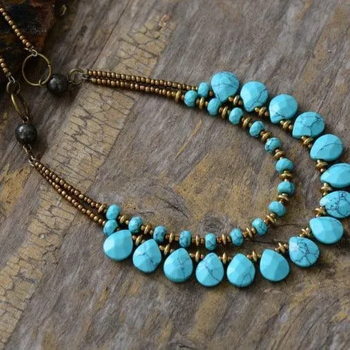 'Yawarra' Multilayered Turquoise & Seed Beads Necklace